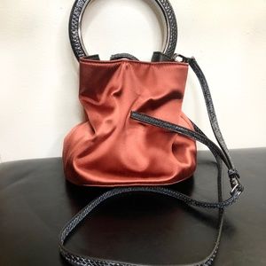 Marni Pannier Satin Burgandy Bucket Bag Small